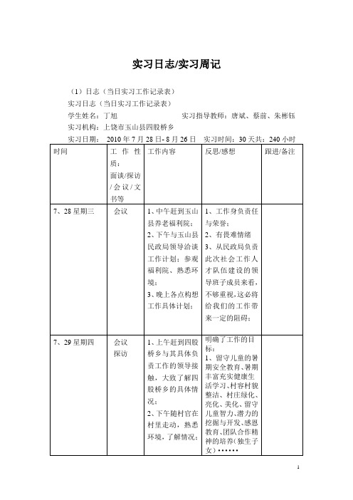 社会工作实习日志11111111