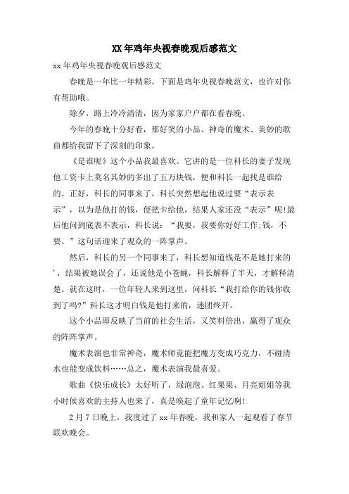 鸡年央视春晚观后感范文