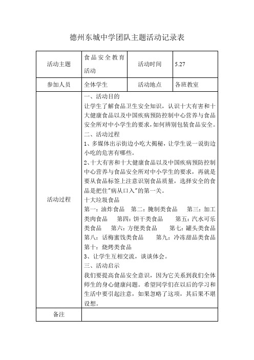 团队主题活动记录表33