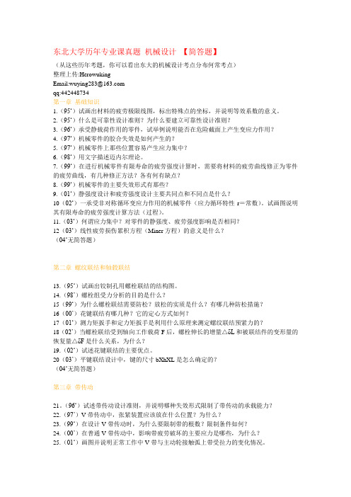 东北大学历年专业课真题_机械设计_【简答题】