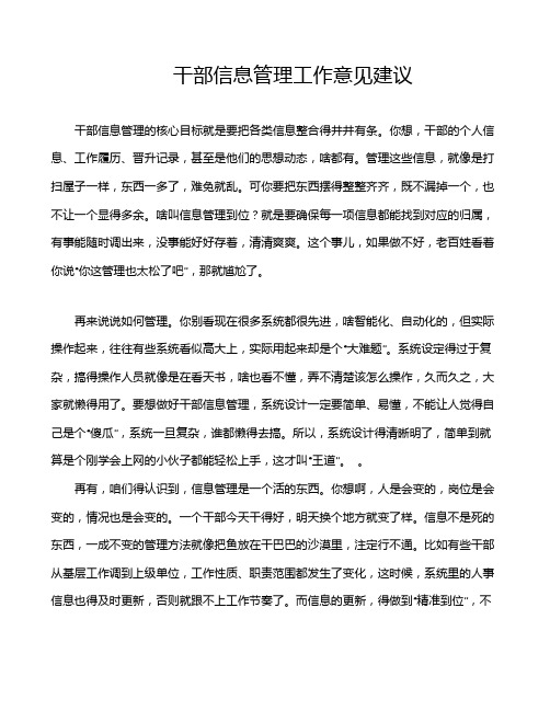 干部信息管理工作意见建议