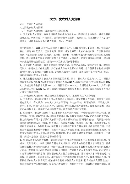 大力开发农村人力资源