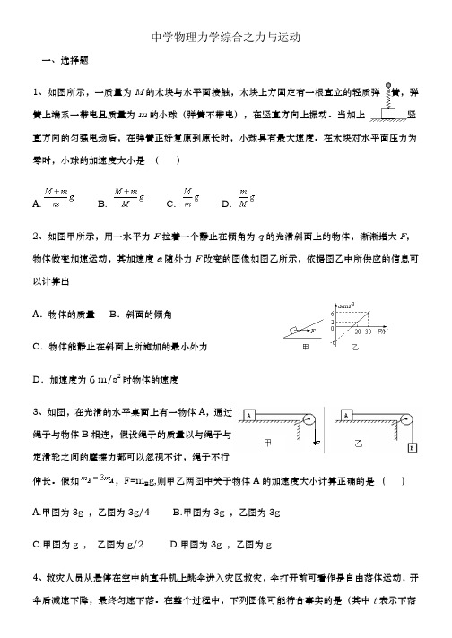 高中物理力学综合之力与运动试题及答案