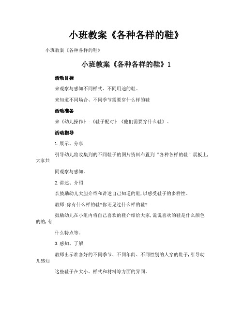 小班教案《各种各样的鞋》