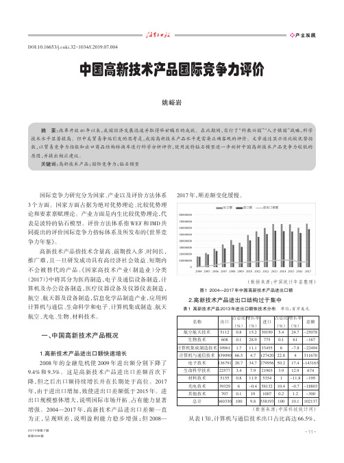 中国高新技术产品国际竞争力评价