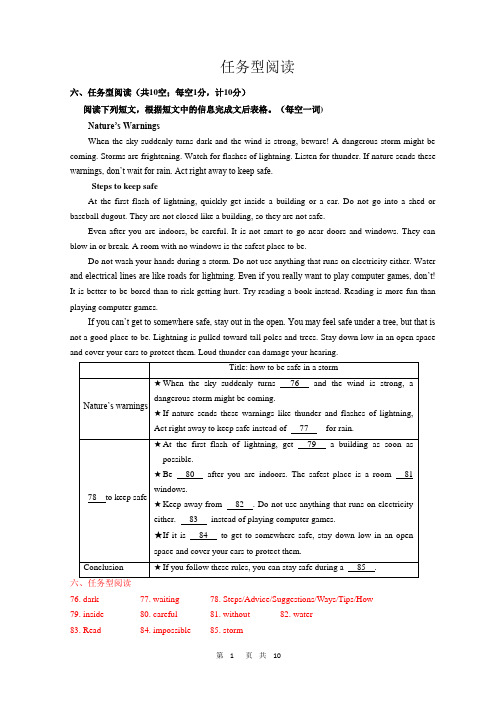 江苏省2020年八年级上学期期末英语试卷精选汇编：任务型阅读