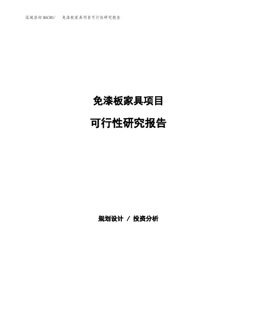 免漆板家具项目可行性研究报告模板及范文