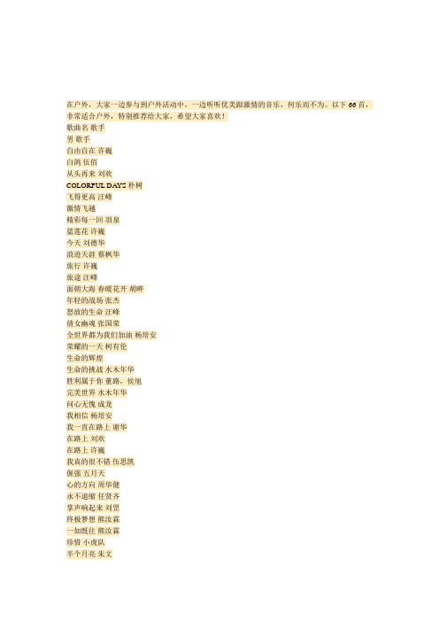 推荐户外歌曲