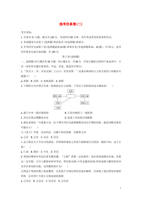2019最新高考历史一轮复习 第三部分 选考仿真卷(二)(考试专用)