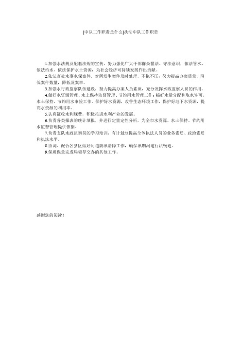 [中队工作职责是什么]执法中队工作职责
