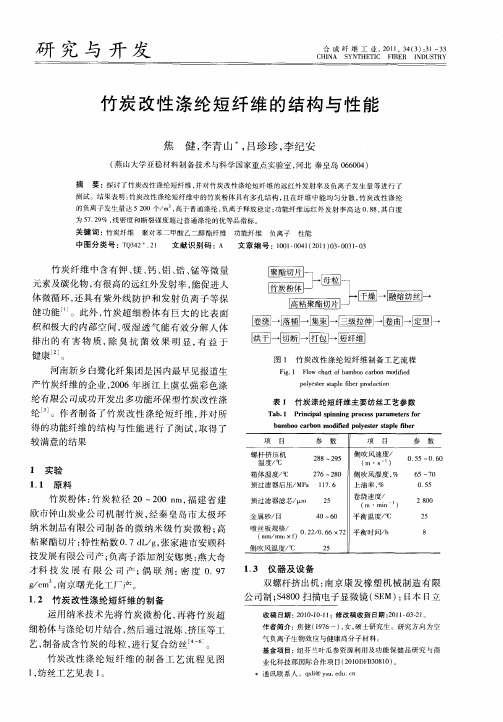 竹炭改性涤纶短纤维的结构与性能