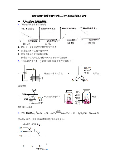 深圳龙岗区龙城初级中学初三化学初三化学上册期末复习试卷