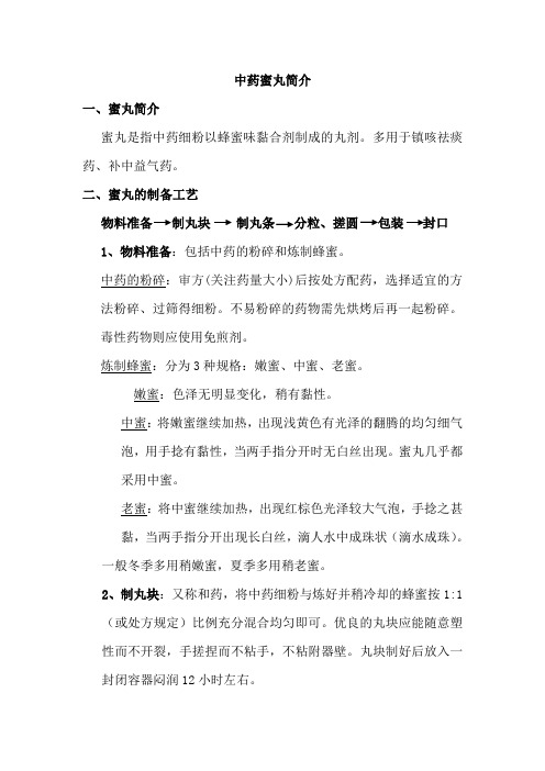 中药蜜丸简介