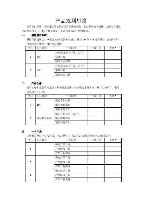 软件产品规划思路-模板1