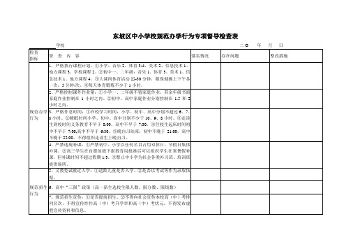 东坡区中小学校规范办学行为专项督导检查表