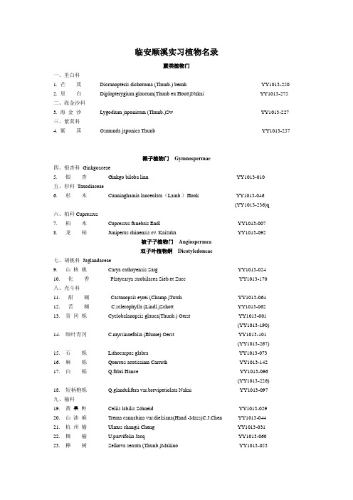 临安市顺溪镇观赏树种名录