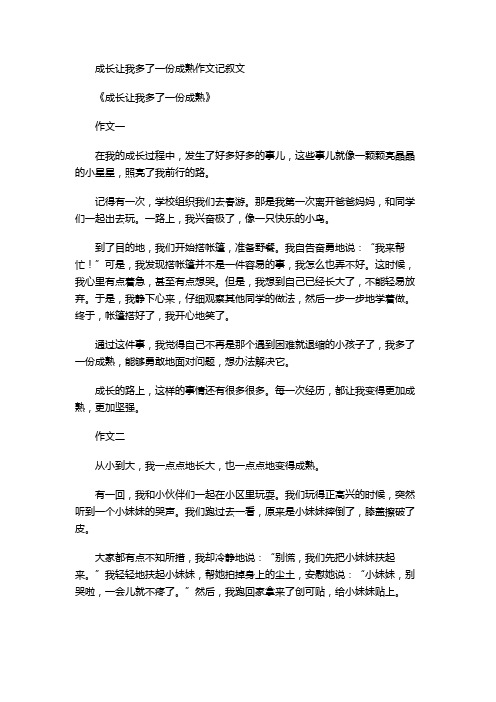 成长让我多了一份成熟作文记叙文