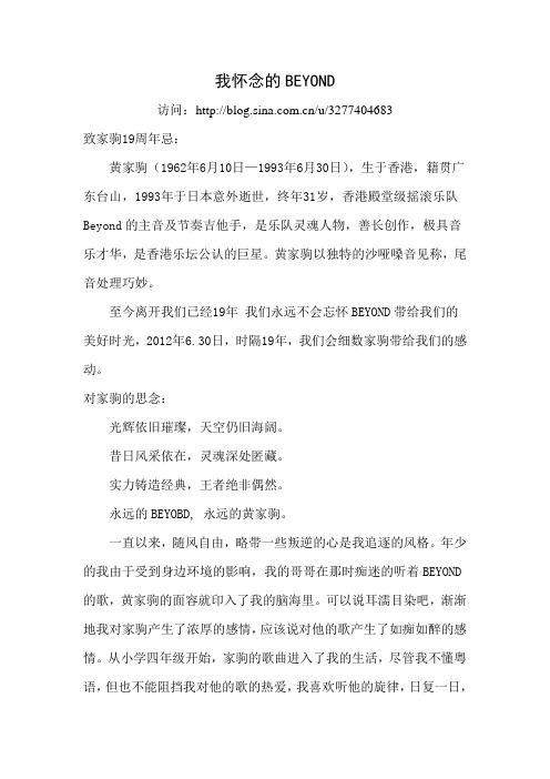 我怀念的BEYOND