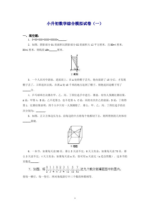 最新小升初数学综合模拟测试卷 (10套含答案)