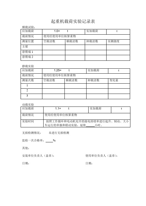 起重机载荷实验记录表