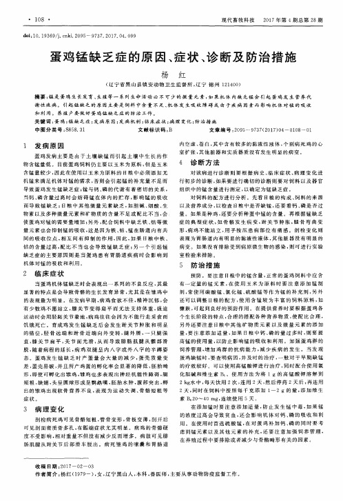 蛋鸡锰缺乏症的原因、症状、诊断及防治措施