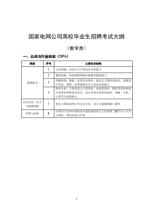 国家电网公司高校毕业生招聘考试大纲