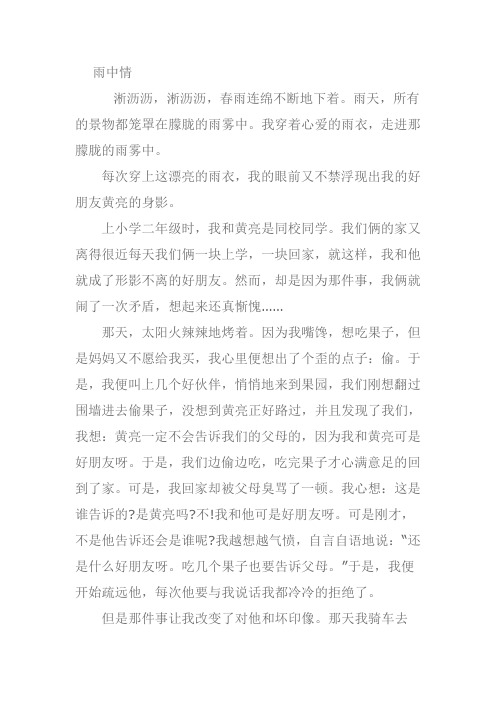 关于雨中情的作文