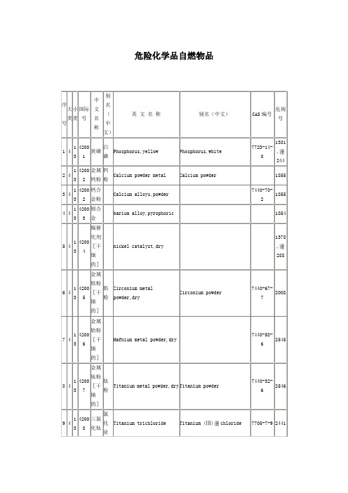 危险化学品自燃物品