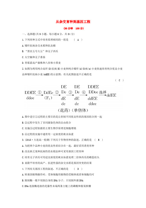 2018_2019学年高中生物第六章从杂交育种到基因工程单元评估检测含解析新人教版必修2