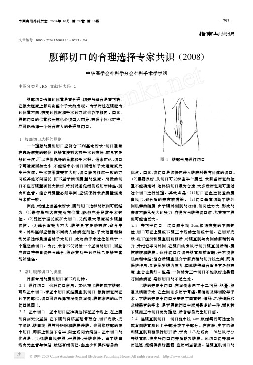腹部切口的合理选择专家共识_2008_