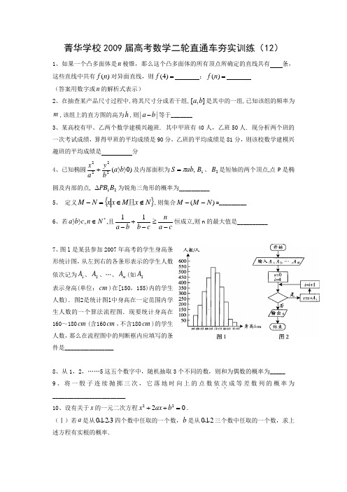 菁华学校高考数学二轮直通车夯实训练(12)
