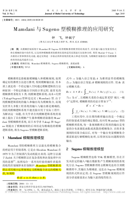 Mamdani与Sugeno型模糊推理的应用研究_钟飞