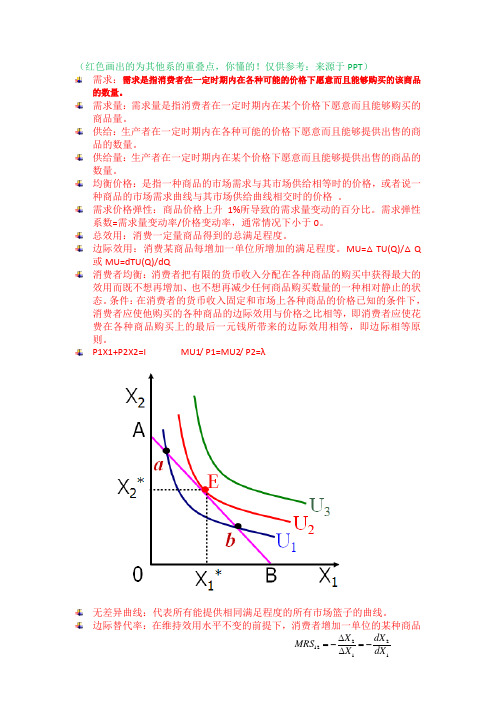 微观名词解释(根据老师发的整理的)