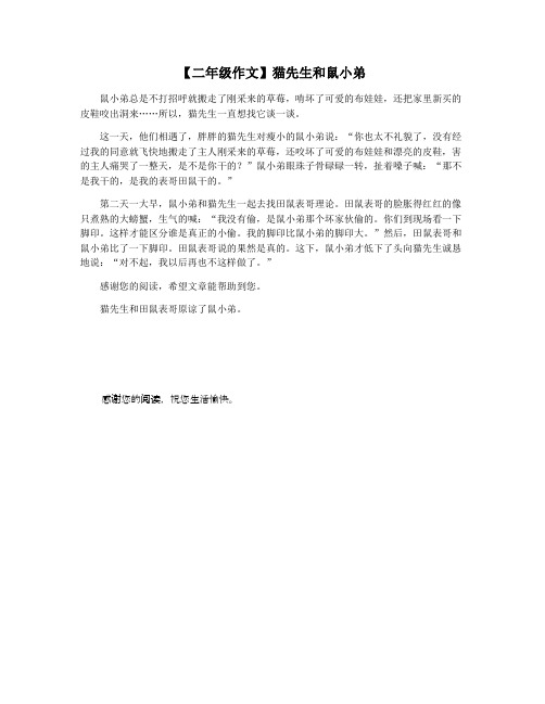 【二年级作文】猫先生和鼠小弟