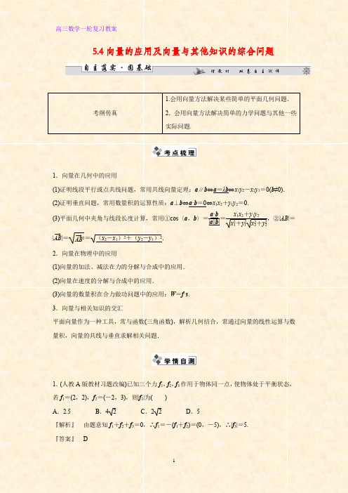 高三数学一轮复习精品教案1：5.4向量的应用及向量与其他知识的综合问题教学设计