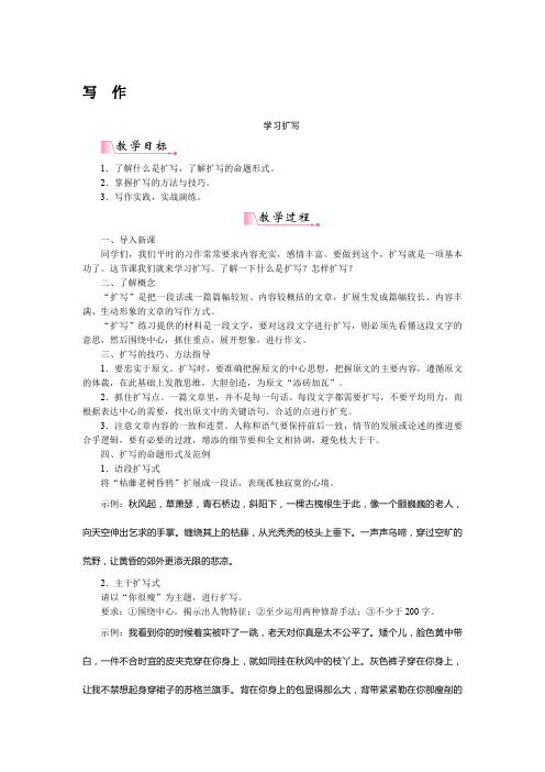 部编版语文九年级下册：第一单元 写作 学习扩写-教案