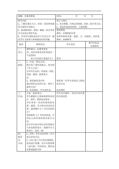苏教小学美术二上《6瓜果的想象》word教案1