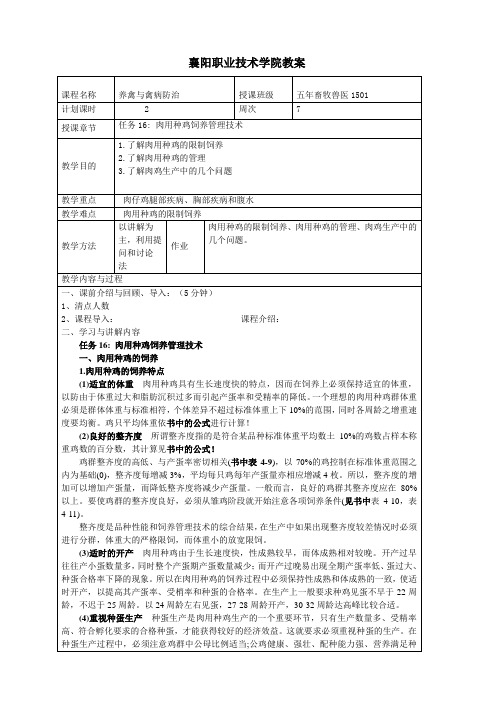 养禽生产与疾病防治 教案16