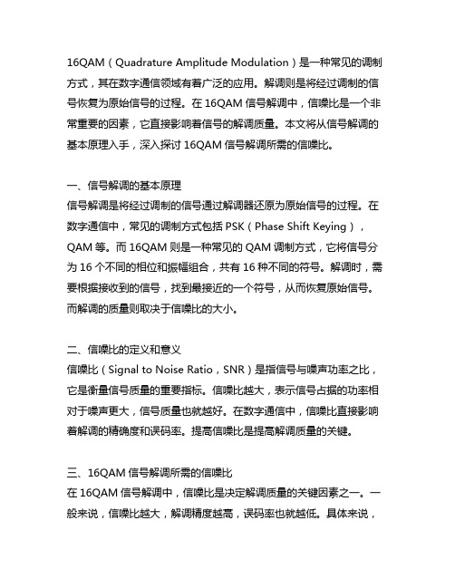 16qam信号解调所需的信噪比