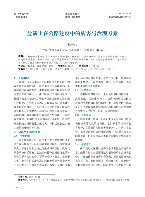 盐渍土在公路建设中的病害与治理方案