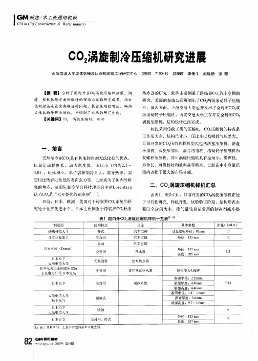 CO2涡旋制冷压缩机研究进展