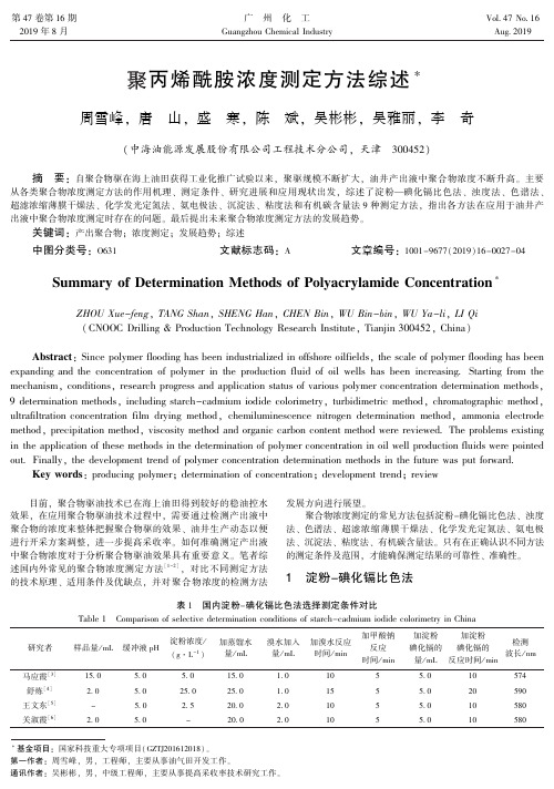 聚丙烯酰胺浓度测定方法综述