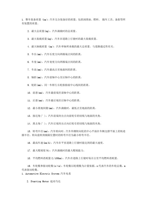 汽车专业术语大全.txt.doc