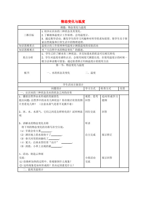 教科版初中物理八年级上册5.1地球上水的物态变化word教案(2)