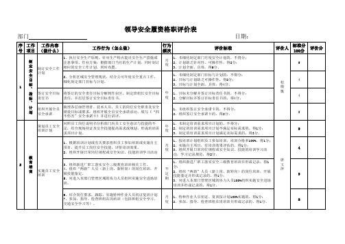 管理者安全履职资格评价表