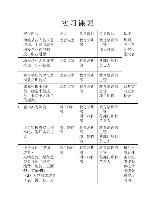 实习课表