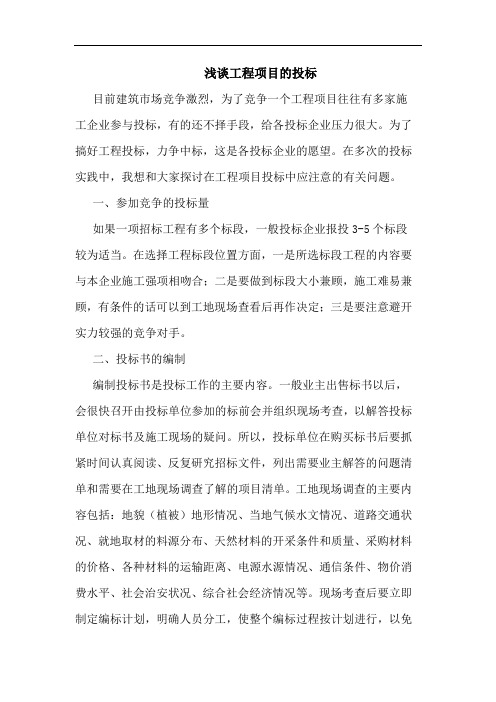 工程项目投标论文
