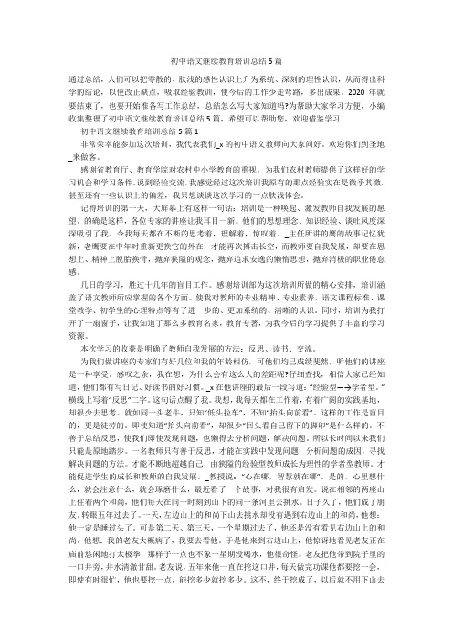 初中语文继续教育培训总结5篇
