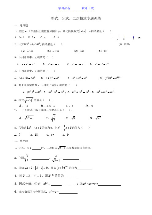 整式,分式,二次根式专题训练
