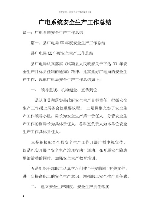 广电系统安全生产工作总结doc